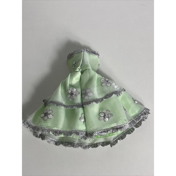 Fancy Doll Ball Dress Green With Flowers ￼ - Picture 2 of 4